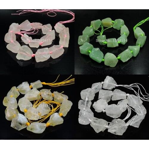 Natural Crystal/Red Agat e/Citrin e/Pink Quartz/Green Aventurine Raw Loose Beads DIY Knot Handmade Strand Approx 16Inch