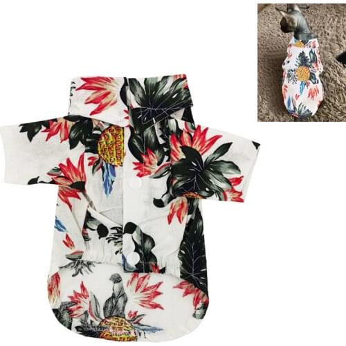 Summer Pet Cat Clothes For Cats Sphynx Fashion Hawaii Cat Shirts Cotton Kitten Cat T-shirt Costumes Puppy Dog Cat Vest Clothing