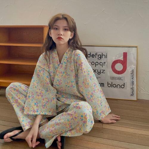 XEJ Kawaii Pajamas Sleepwear Cotton Sleepwear Womens Floral Pyjamas for Women Home Suit for Women Kimono Women Summer Big Size