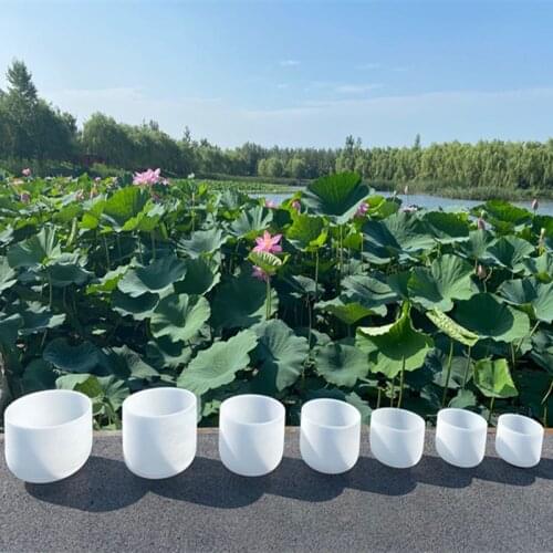 8"-14" C/D/E/F/G/A/B Chakra frosted quartz crystal singing bowl set of 7