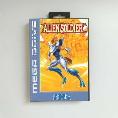 Alien Soldier - EUR Cover With Retail Box 16 Bit MD Game Card for Sega Megadrive Genesis Video Game Console