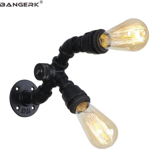 Industrial Retro Wall Lights With Switch Iron Water Pipe Lamp Loft Style Home Decor LED Edison Wall Sconce Indoor Lighting