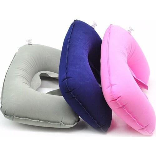 U Shape Neck Pillow Travel For Airplane Portable Folding Sleeping Soft Travel Inflatable Cushion Neck Head Rest Pillow HG0372