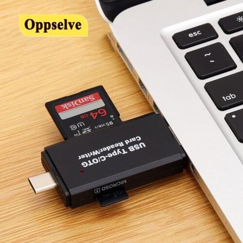 Type C & Micro USB & USB 3 In 1 OTG Card Reader High-speed USB3.0 Universal OTG TF/SD for Android Computer PC Extension Headers