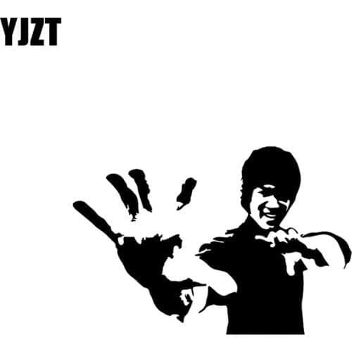 YJZT 15CM*10.1CM Bruce Lee Karate Star Vinyl Decal Car Stickers Black/Silver C3-0066