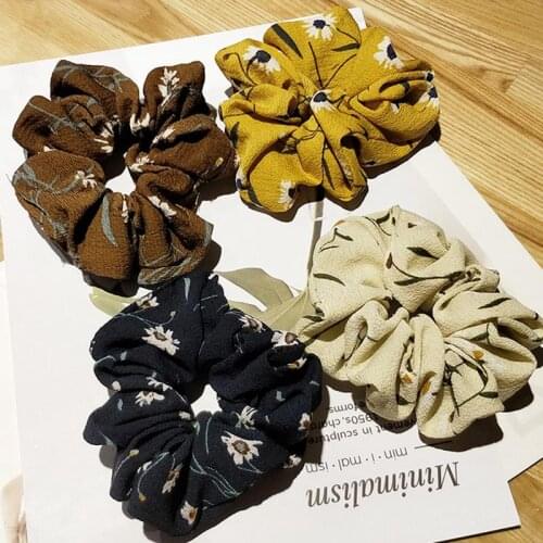 Women Hair Scrunchies Floral Daisy Solid Color Hair Ring For Women Hair Accessory Fashion Casual Colorful Ponytail Holder Rope