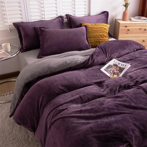 Winter Warm Soft Double-Sided Plush Thick Quilt Cover Bedding Simple Solid Color Single Quilt Cover