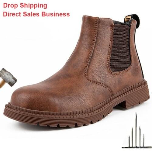 Winter Boots Mens Work Safety Boots Anti-Smash And Anti-Puncture Incredibles Work Boots Men Safety Shoes Steel Toe Chelsea Boots