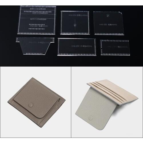 1set DIY wallet Acrylic template cutting sewing pattern leather craft Stencil Template 10.2*9.8*1cm