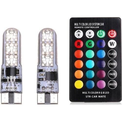 2Pcs/Set Car LED Lamp T10 RGB Suit with Remote Controller(without battery) External Clearance Width Parking Light Car width lamp