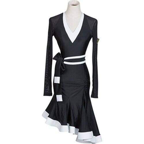 2018 Adult black cha cha dance dress tango rumba latin dance dress women latin dance costumes for women