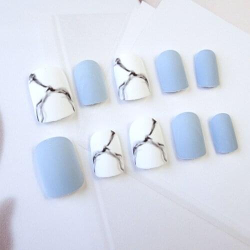 24Pcs/Set Artificial Short Full Cover False Fake Matte Nails Art Tip DIY MS-09 C1FF