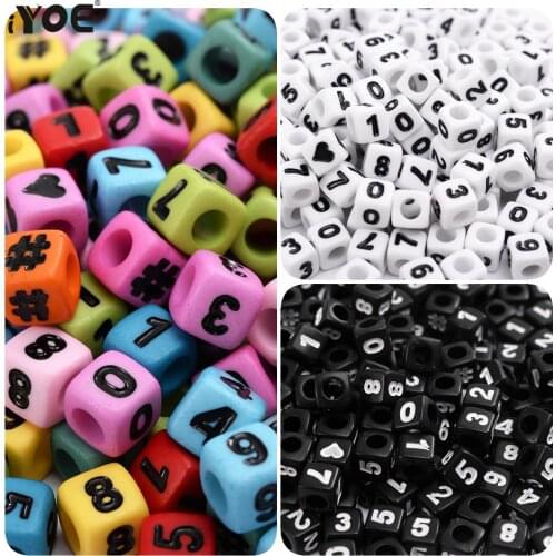 50/100/150/200pcs/lot Letter Acrylic Beads Square Digital Cube Loose Spacer Beads for Jewelry Making Diy Bracelet Necklace