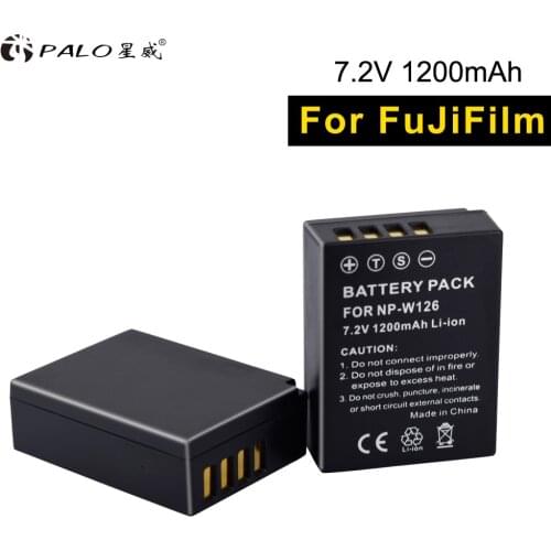 PALO 2pcs NP-W126 7.2v 1200mAh camera battery for FUJL FUJI X-E3/2/1 Pro1/2 X-E2S/100F/M1/A1/2/10 X-T1/2/10/20 HS50/33/35/30EXR