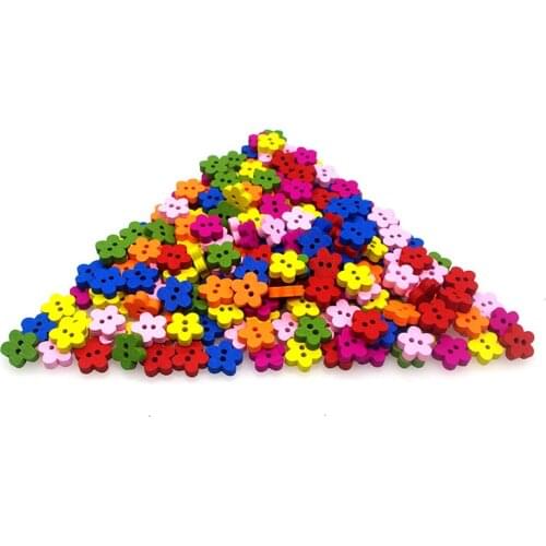 SHINE Wooden Sewing Buttons Scrapbooking Flower Mixed 2 Holes 12mm 50 PCs Costura Botones bottoni botoes