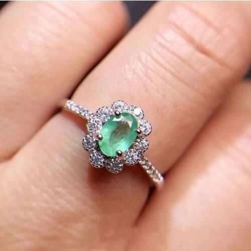 BOCAI New real pure s925 sterling silver inlaid 4*5mm natural emeralds greatly clarity ample fire color exquisite woman ring