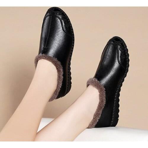 Woman winter shoes Mother soft bottom non-slip elderly cotton shoes womens flat ankle snow boots free shipping