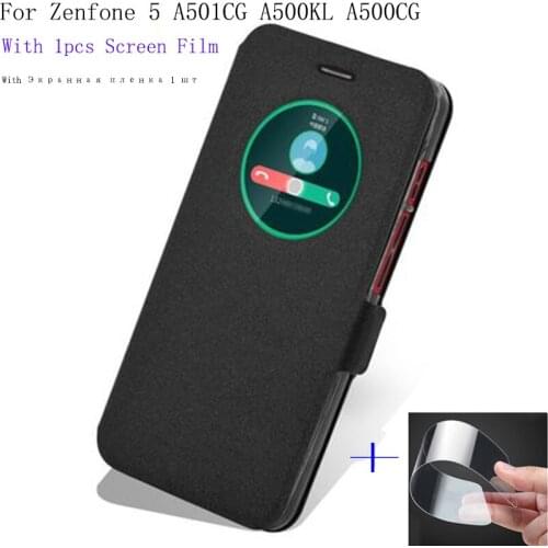 5.0inch Smart View Window Shell For ASUS Zenfone 5 A501CG A500KL A500CG Case Cover flip Leather Zenfone5 phone cases back cover