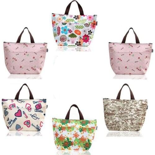 Kid Cherry Pattern Waterproof Oxford Tote Lunch Bag Large Capacity Thermal Food Picnic Lunch Bag for Women Men Cooler Lunch Box