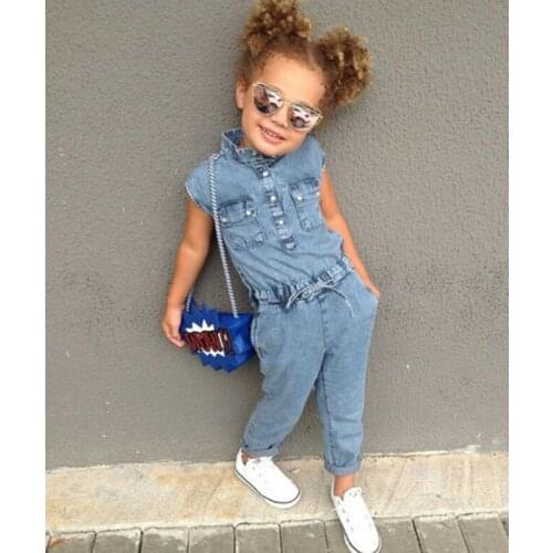 Kids Baby Girl Denim Romper Newborn Long Jumpsuits Playsuit Outfit Clothes 2019 summer fashion streetwear vogue girls match