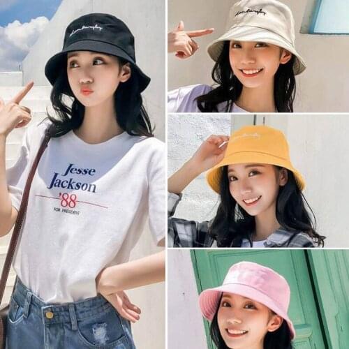 Men Women Bucket Hats Japan And Korea Street Style Harajuku Letters Print Streamers Lace Up Cap Ladies Summer Sun Hat