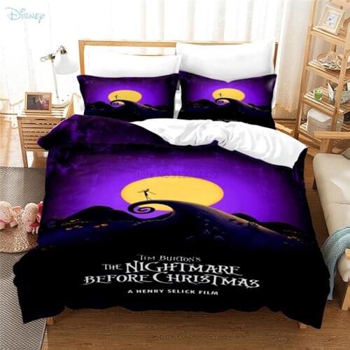 Purple The Nightmare Before Christmas 3d Bedding Set Print Duvet Cover Set with Pillowcase Home Textile Bedclothes Bed Linen Set