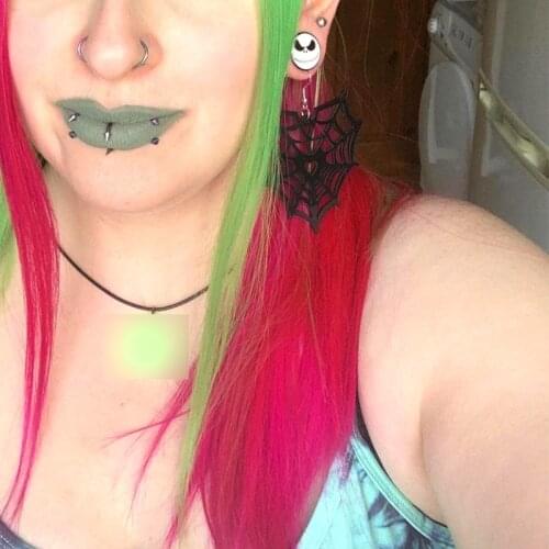 Goth Heart Shaped Cobweb Skull Dangle Earrings For Women Acrylic Charms Animal Drop Earrings Gossip Girl 90s Style Jewelry Gifts