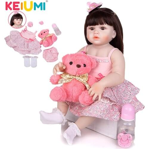 KEIUMI New Design 23 Inch Princess Reborn Baby Dolls Full Silicone Body Reborn Bebe Handmade Toys To Children Birthday Gifts