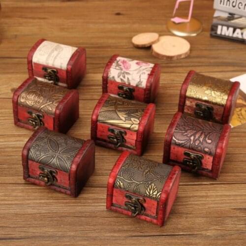 Jewelry Bracelet Pearl Case Gift Storage Box Storage Cosmetic Containers Hamper Vintage Wooden Handmade Lock Box Organizer