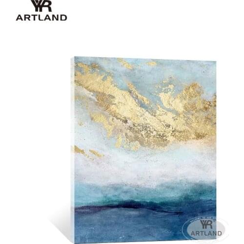 YYR-ARTLAND Beautiful picture for home decorations Hand painted oil painting on canvas gold in sky wall art for living room
