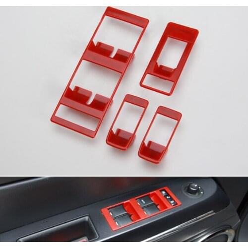 Red Door Window Switch Button Panel Cover Frame Sticker Fit For Jeep Patriot Compass 09-2015 LHD