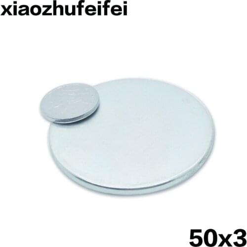 Xiaozhufeifei 1pc 50x3 Small Round NdFeB Neodymium Disc Magnets Dia 50mm x 3mm N35 Super Powerful Strong Rare Earth Magnet 50*3