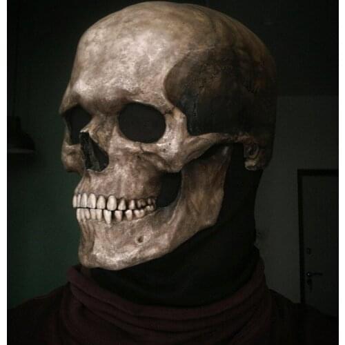 Full Head Skull Mask Skeleton Mask Halloween Horror Costume Cosplay Mask Helmet With Movable Jaw Helmet Party Decoration