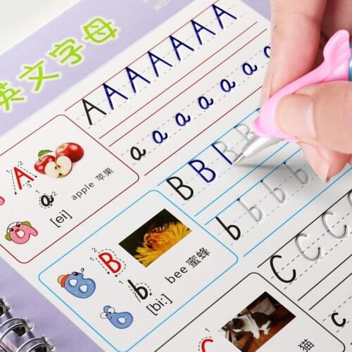Reusable English Alphabet Copybook Drawing Toys Hand Writing Groove Auto Fades Educational Toys For Children Kid school supplise