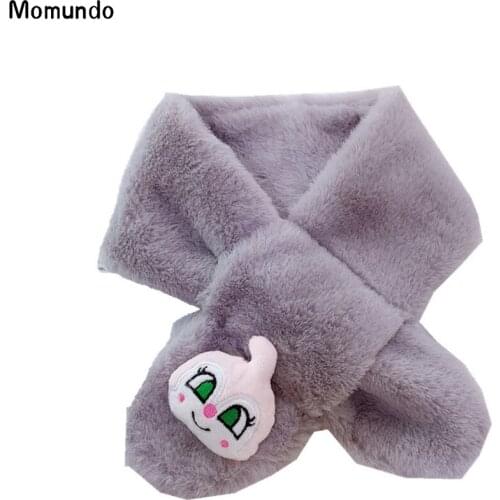 Fashion Chindren Neckerchief Soft Comfortable Warm Plush Scarf With Animal Accessory Solid Color Baby Boys Girls Neck Ring