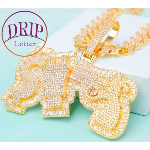 Gun Plug Dollar Sign Pendant Gold Color Men Hip Hop Street Jewelry