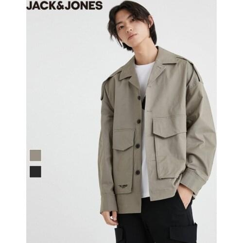 JackJones Mens Cotton Letter Embroidery Slightly Stretch Loose Fit Cargo Blazer| 220408001