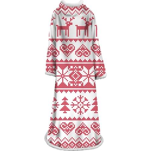 Sleeve Blanket Soft Flannel Home Printed Gift Multifunctional Quick Dry Easy Clean Christmas Pattern Throw Warm Decorative