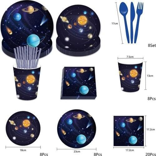 Planet Tableware Set boy Birthday Day Party Decoration Supplies Disposable Tableware Set Party Supplies