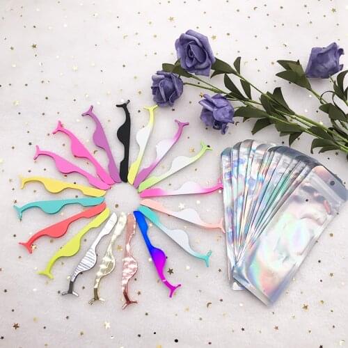 20pcs Eyelash Extension Auxiliary Clamp Clips Plastic Eyelashes Extension Tweezers Practice Beauty Eye Lash Makeup Tools