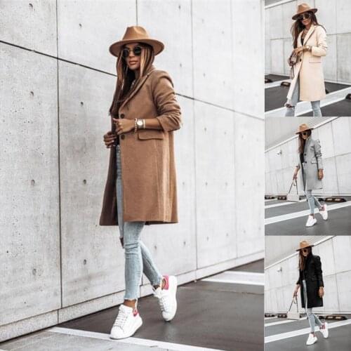 New Style Womens Jacket Fashion Autumn And Winter Simple Long-Sleeved Button Windbreaker Pocket Casual Jacket Womens Clothing