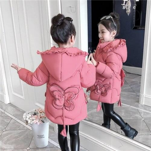 New Style Winter Jacket Kids Butterfly Cartoon Parka Childrens Cotton Padded Jacket Girls Warm Coat Cute Winter Clothes