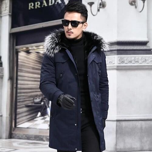 2021 New Winter Men Warm Coats Removable Mink Bladder Hooded Fashion Coat Male Business Casual Thicken Trench Outerwear 6XL