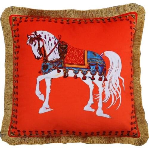New Fashion Horse Pattern Decorative Cotton Linen Cushion Cover Living Room Decration 45x45