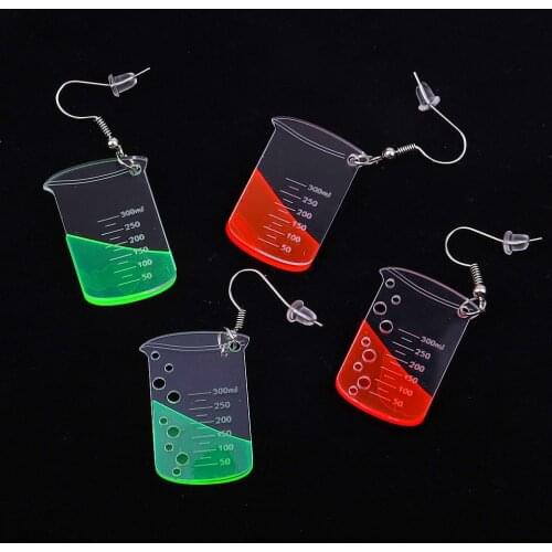 New Creative Transparent Acrylic Beaker Drop Earrings For Women Girls Cute Resin Chemistry Cup Dangle Earrings Fashion Jewelry