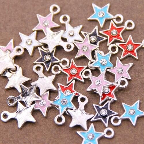 10pcs/lot 9*12mm Zinc Alloy Black White Enamel Charms Mini Stars Charms for DIY Jewelry Making Finding Accessories