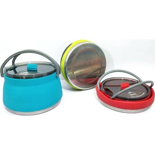 Portable Kettle Self-Driving Trip Outdoor Camping Kettle Frying Pan Portable Silicone Collapsible Mini Boiling Pot