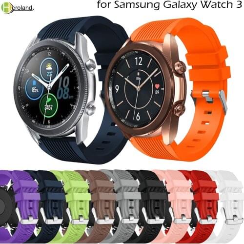 Fashion Sport 20mm / 22mm Silicone strap For Samsung Galaxy Watch 3 45mm 41mm smartwatch band Bracelet Accessories wriststrap
