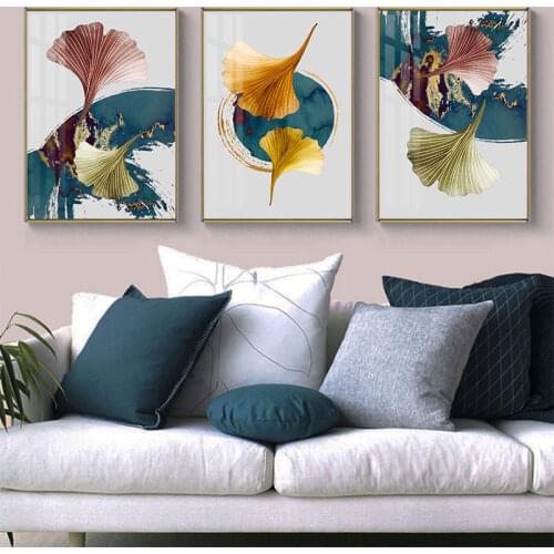 No Framed Modern Ginkgo Leaves Canvas Art Painting Prints Wall Decorative Posters Pictures for Living Room Bedroom Home Decor