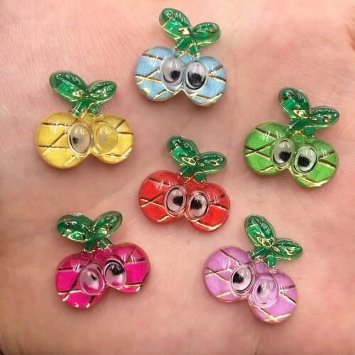 Mix Resin Colorful Cute 3D Cherry Flatback Rhinestone Appliques DIY 20pcs Wedding Scrapbook Home Decoratio Craft OF602